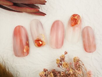 ソウ 難波店 nail salon Sou/オレンジ天然石nail