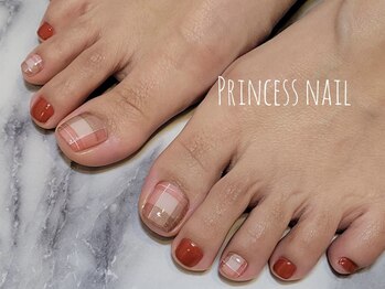 プリンセスネイル(Princess nail)/チェック柄フットネイル