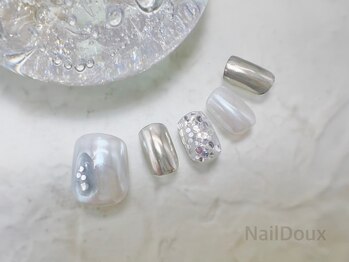 ネイル ドゥ 岡山駅前店(Nail Doux)/ミラーホログラムフットネイル