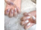 ラメカラーホワイトネイル