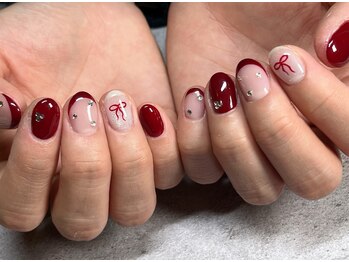 ナナネイル(7.Nail)/手描きリボンネイル