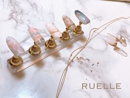 夏ネイル　ニュアンス　天然石