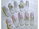 リボンやお花パールネイル