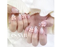 エスネイル 新宿西口店(es NAIL)/レオパード×リボン