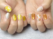 バーガンディ 鶴田(BURGUNDY)/フラワーネイル