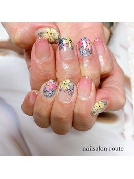 ネイルサロン ルート 二子玉川(nailsalon route)/ペイントお花ネイル☆