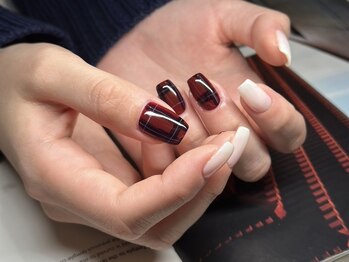 アース ネイルアンドアイラッシュ 甲府昭和店(HAIR & MAKE EARTH Nail&Eyelash)/チェックトレンドネイル