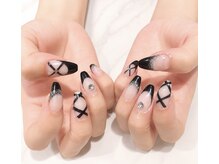 エタニティー(Eternity)/ブラックフレンチ☆リボンネイル