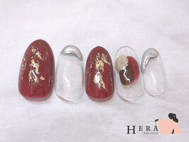 きれい　クリアベース　秋ネイル