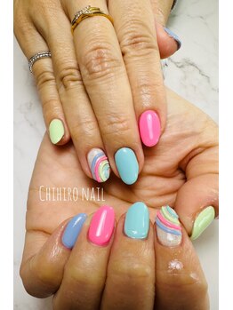 チヒロネイル/立体レインボーネイル