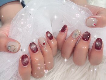 QBネイル 多摩センター店(QB Nail)/Valentine design ¥7,000