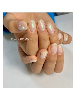 ルームイチマルイチネイルズ(Room101Nails.)/オーロラデザインネイル◇爪育◇