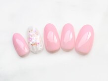 ネイリス(NAILISS)/シンプル/オフィス/ピンク/ホロ