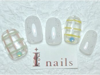 アイネイルズ 梅田店(I nails)/クリアチェックデザイン￥7700