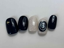 ネイルメゾン 天神店(NAIL MAISON)/個性派ネイビーグルグル¥7000