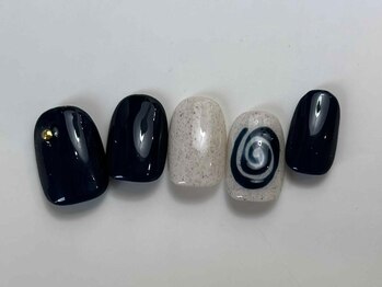 ネイルメゾン 天神店(NAIL MAISON)/個性派ネイビーグルグル¥7000