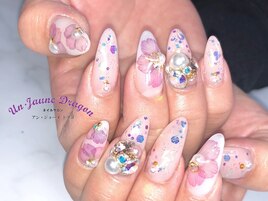 【ロングネイル】フラワーネイル