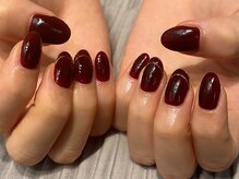 エムスラッシュ ネイル センター北店(M.SLASH)/秋のボルドー×ゴールドライン