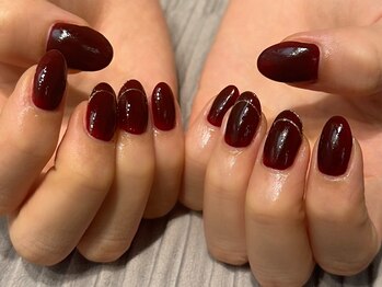 エムスラッシュ ネイル センター北店(M.SLASH)/秋のボルドー×ゴールドライン