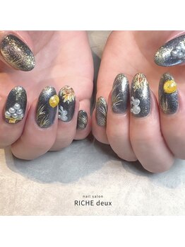 リッシュ ドゥ(RICHE deux)/お月見デザインネイル