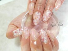シュガーネイル(sugar nail)/手描き　桜ネイル