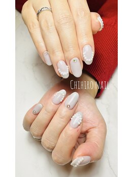 チヒロネイル/パールラインフレンチネイル