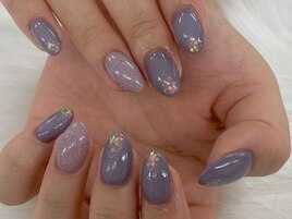 【山崎】くすみパープルネイル