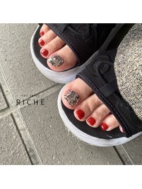 ホログラム×レッドネイル