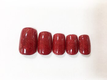 ワンカラージェルネイルショップ イオン新潟東店/ワンカラー　レッドラメ