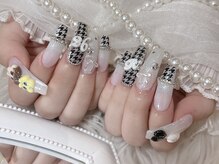 リンドネイル バイ モカ アンド ララ(Lind nail by moca and LaLa)/【mio】千鳥柄ネイル