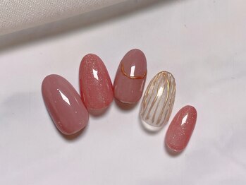 ルームヘアネイル 曙橋店(Room hair nail)/ミラーストライプ×ワンカラー