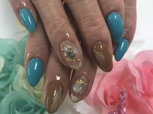 ダブルネイル(Double Nail)/【灘】フェザー×天然石