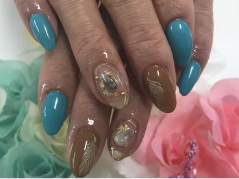 ダブルネイル(Double Nail)/【灘】フェザー×天然石