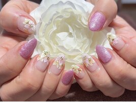 手書きフラワー/フラッシュ/ラメ