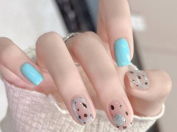 ビエル 吉祥寺店(BIEL)/ぷくぷくアート/水色ネイル
