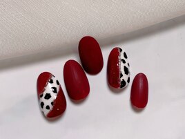 牛柄×ミラー×マットボルドー