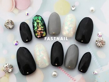 FAST NAIL 春日部店【パラジェル/ジェルネイル専門/定額/マグネット/フットネイル】/オーロラ/モノトーン【10555】