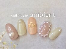 ネイルスタジオ アンビエント 表町店(Nail Studio ambient)/囲みパール/押し花