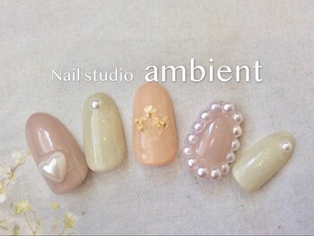ネイルスタジオ アンビエント 表町店(Nail Studio ambient)/囲みパール/押し花