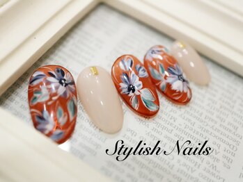 スタイリッシュネイルズ(Stylish Nails)/秋冬カラーのフラワーネイル