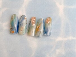 夏色マーブルネイル
