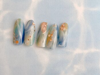 ネイルサロン&スクール ジーナ(GINA)/夏色マーブルネイル