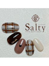ネイルアンドアイラッシュサロン ソルティ 寺田町(salty)/チェックネイル