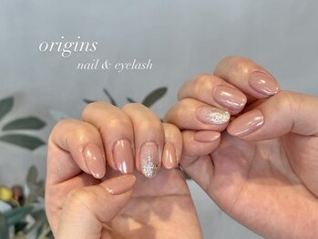 ネイルアンドアイラッシュ オリジンズ(Origins)の写真/大人可愛いカラーで女子力UP◎シンプルな肌に馴染むデザインでお仕事や家事の邪魔にならずに楽しめる☆
