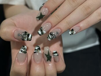 ネイルアヴァンス 京橋店(Nail AVANCE.)/手書き迷彩柄ネイル