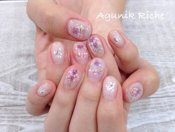 アグニークリッシェ(Agunik Riche)/【押し花ネイル】