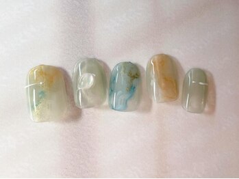 アイネイルズ 梅田店(I nails)/春色インクニュアンス水彩¥9200