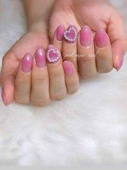 ピンクシュガーネイル(pink sugar nail)/春色チークネイル