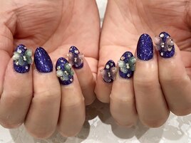 バタフライネイル×グリッター