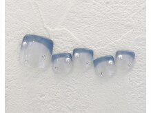 リーチェ ビューティアンドネイルサロン 大名店(Beauty&Nail Salon)/くすみブルーフレンチ☆